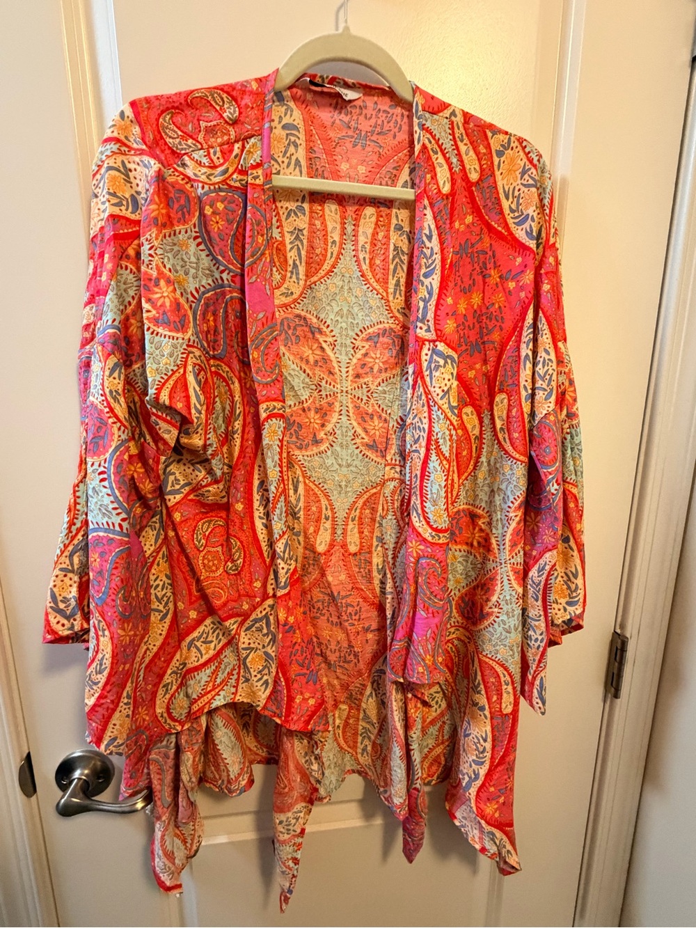 Cupshe Pink Multi Paisley Open-Front Knit Cardigan